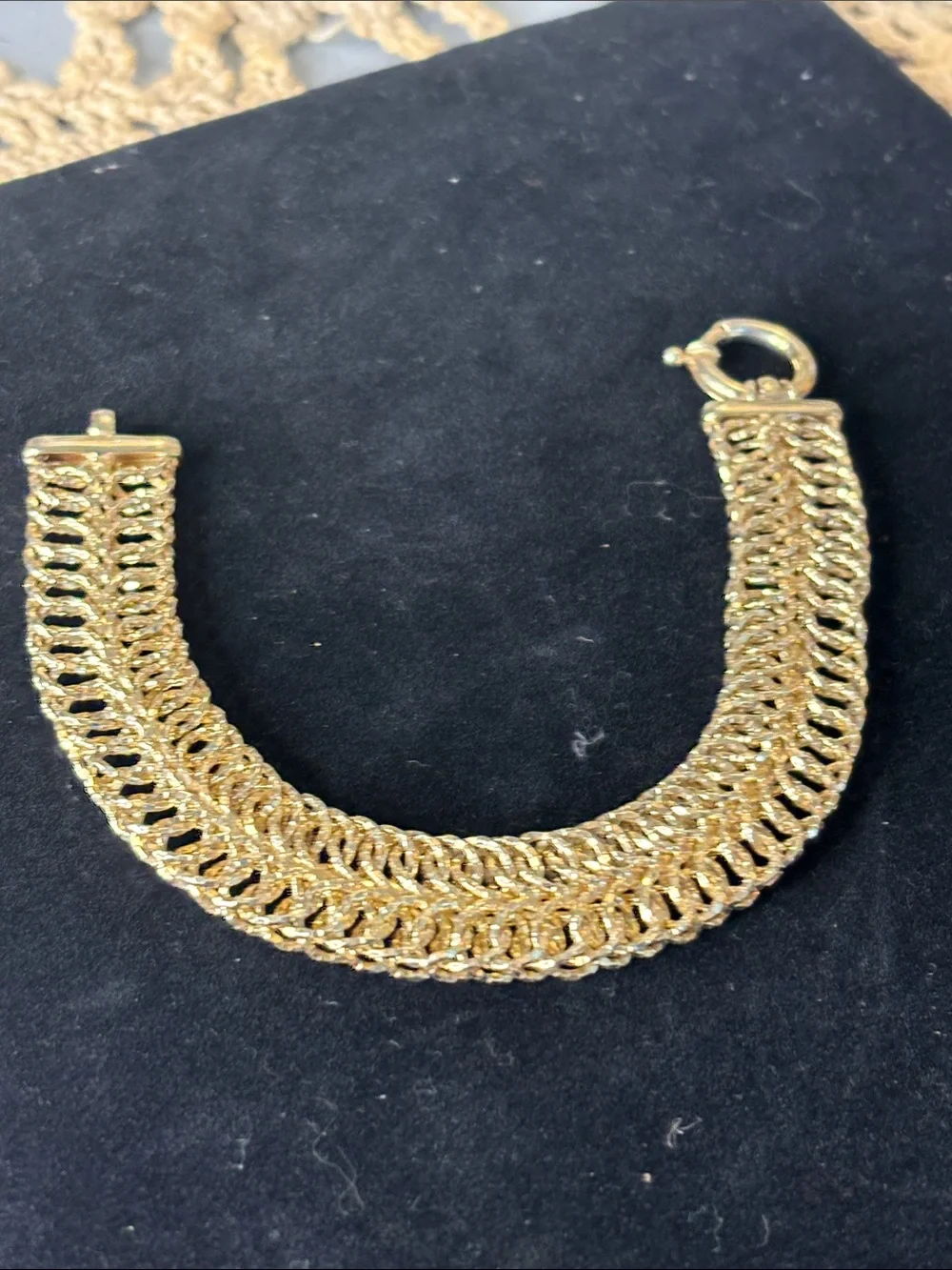 Gold-Tone Woven Chain Bracelet - Unbranded 925?